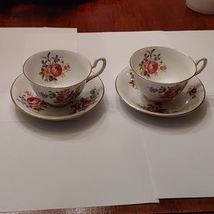 Pair vintage teacup and saucer